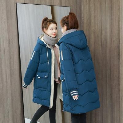 카이아크만야상 여성 베이지 특대 긴 후드 파카 2022 가을 겨울 긴 소매 버튼 포켓 여성 따뜻한 코트 두꺼운 면 재킷